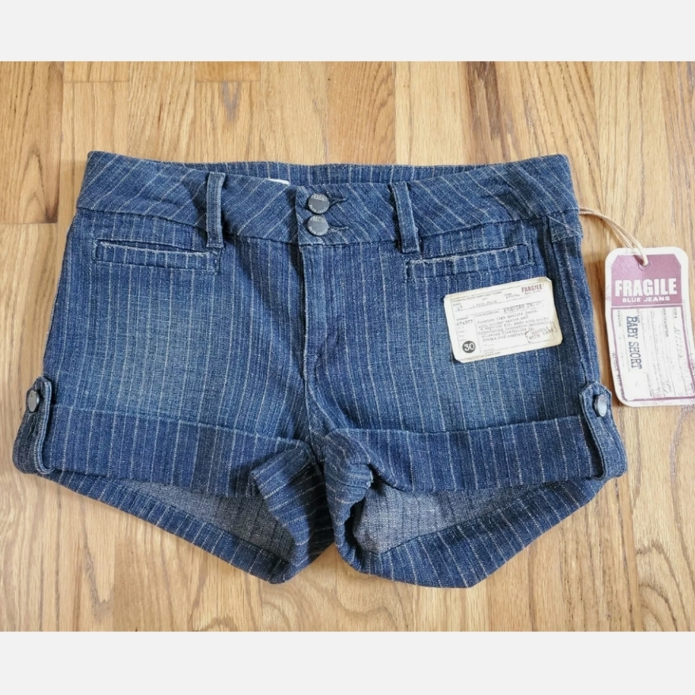 NWT Fragile Denim Cuffed Shorts